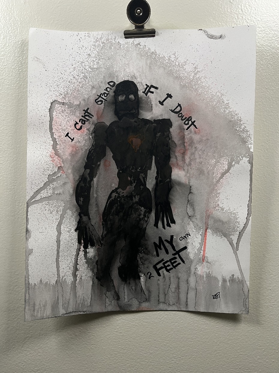 Doubt By Artist Rafi Perez Ink On Paper 11X14 Shadow Form Series