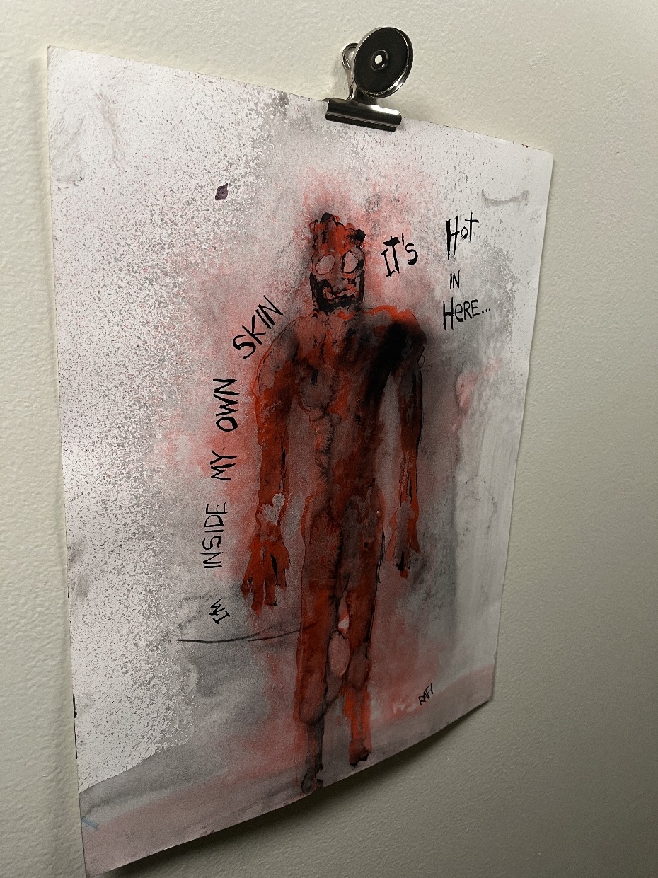 Inside My Skin By Artist Rafi Perez Ink On Paper 11X14 Shadow Form Series - Image 2