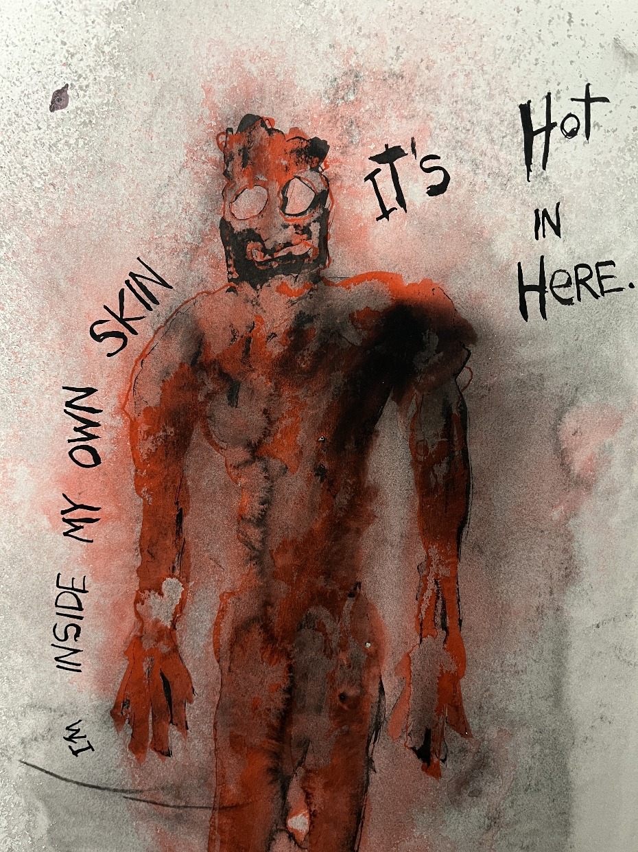 Inside My Skin By Artist Rafi Perez Ink On Paper 11X14 Shadow Form Series - Image 3