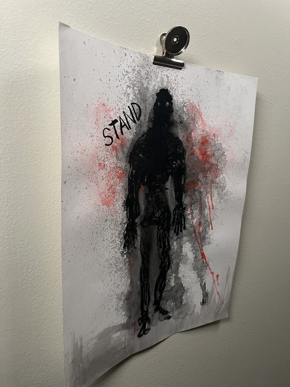 Stand By Artist Rafi Perez Ink On Paper 11X14 Shadow Form Series - Image 2