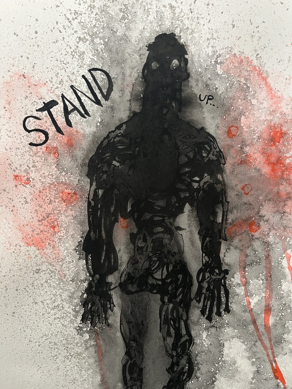 Stand By Artist Rafi Perez Ink On Paper 11X14 Shadow Form Series - Image 3