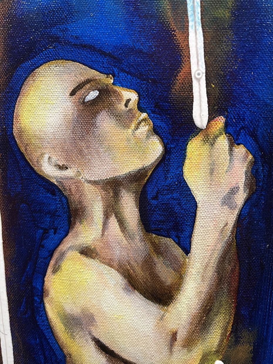 Between the Bars of Becoming By Artist Rafi Perez Mixed Medium On Canvas 24x30 - Image 2