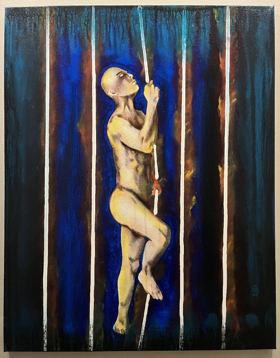 Between the Bars of Becoming By Artist Rafi Perez Mixed Medium On Canvas 24x30 - Image 4