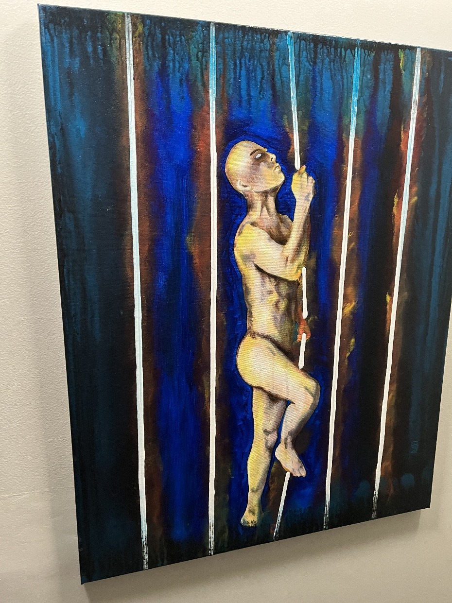 Between the Bars of Becoming By Artist Rafi Perez Mixed Medium On Canvas 24x30 - Image 6