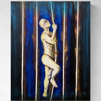 Between the Bars of Becoming By Artist Rafi Perez Mixed Medium On Canvas 24x30