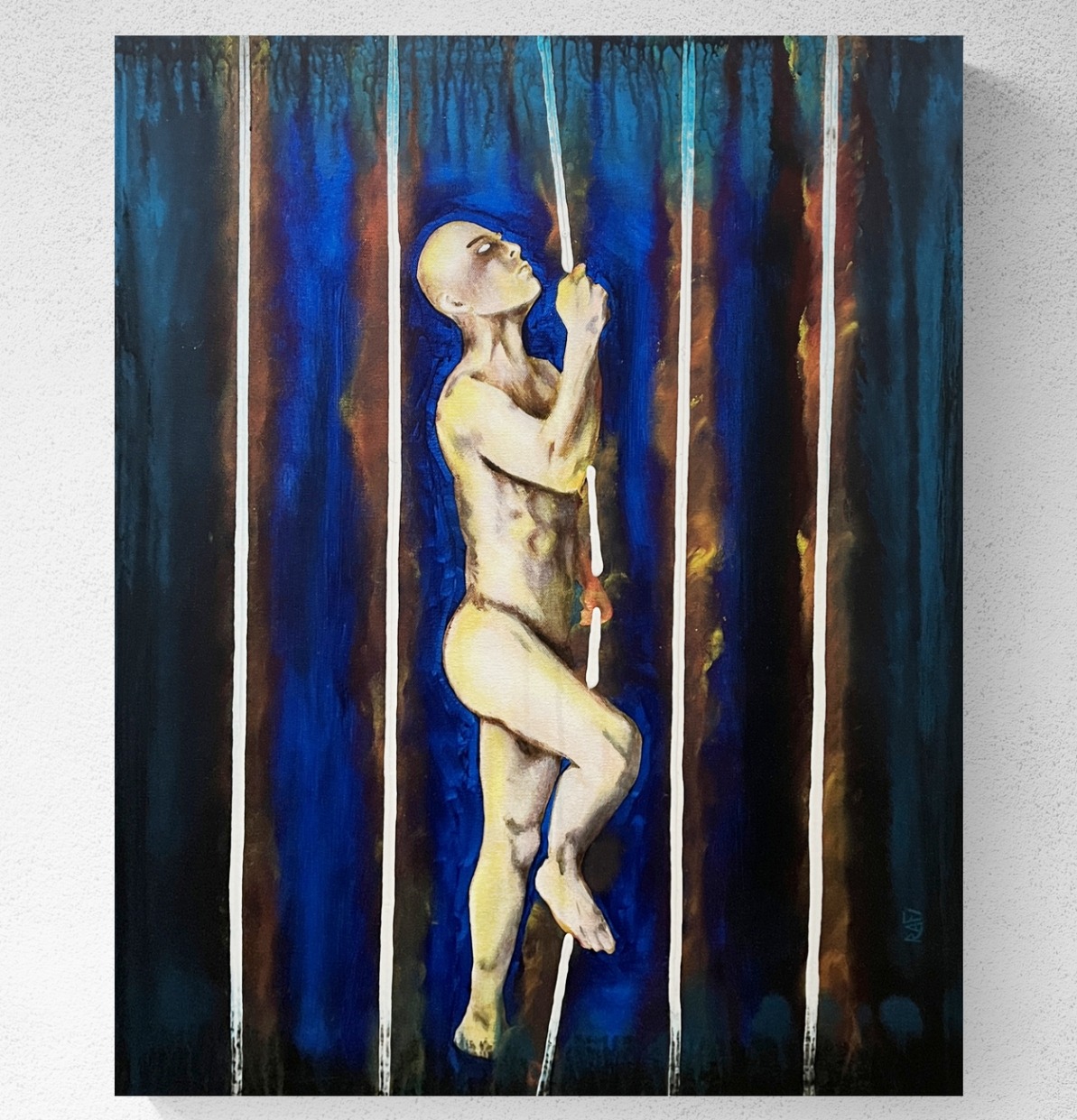 Between the Bars of Becoming By Artist Rafi Perez Mixed Medium On Canvas 24x30
