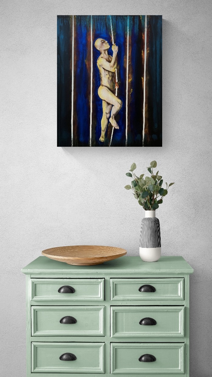 Between the Bars of Becoming By Artist Rafi Perez Mixed Medium On Canvas 24x30 - Image 8