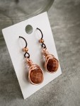 Holiday Sparkle Earrings / Copper and Goldstone / Niobium Hooks / Hypoallergenic Dangle Earrings