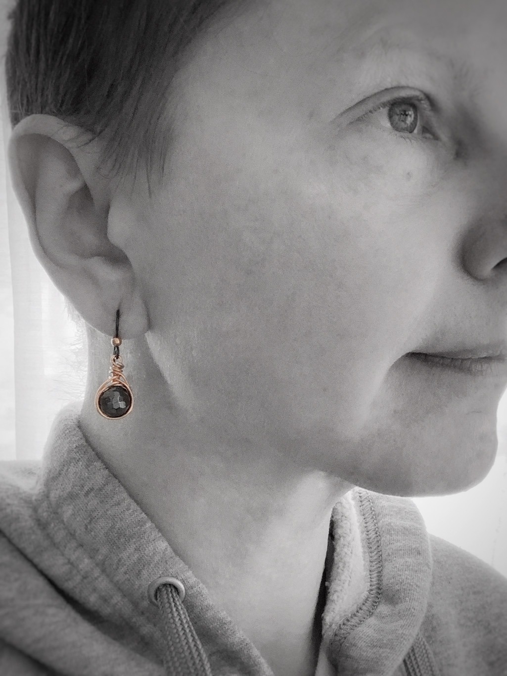 Holiday Sparkle Earrings / Copper and Faceted Hematite / Niobium Hooks / Hypoallergenic Dangle Earrings - Image 4