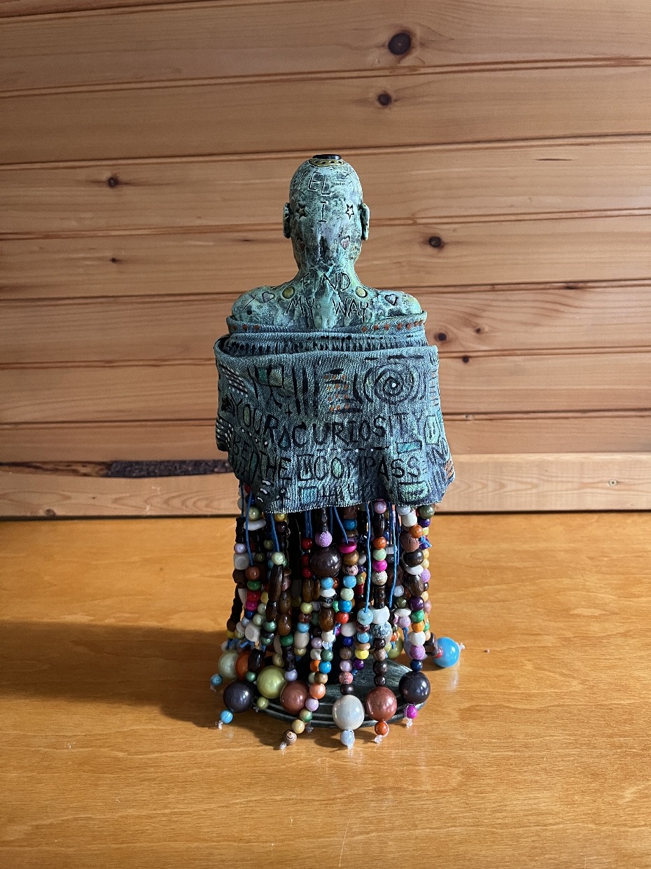 Curiosity as a Compass Sculpture By Artist Rafi Perez 13X6X3 - Image 3