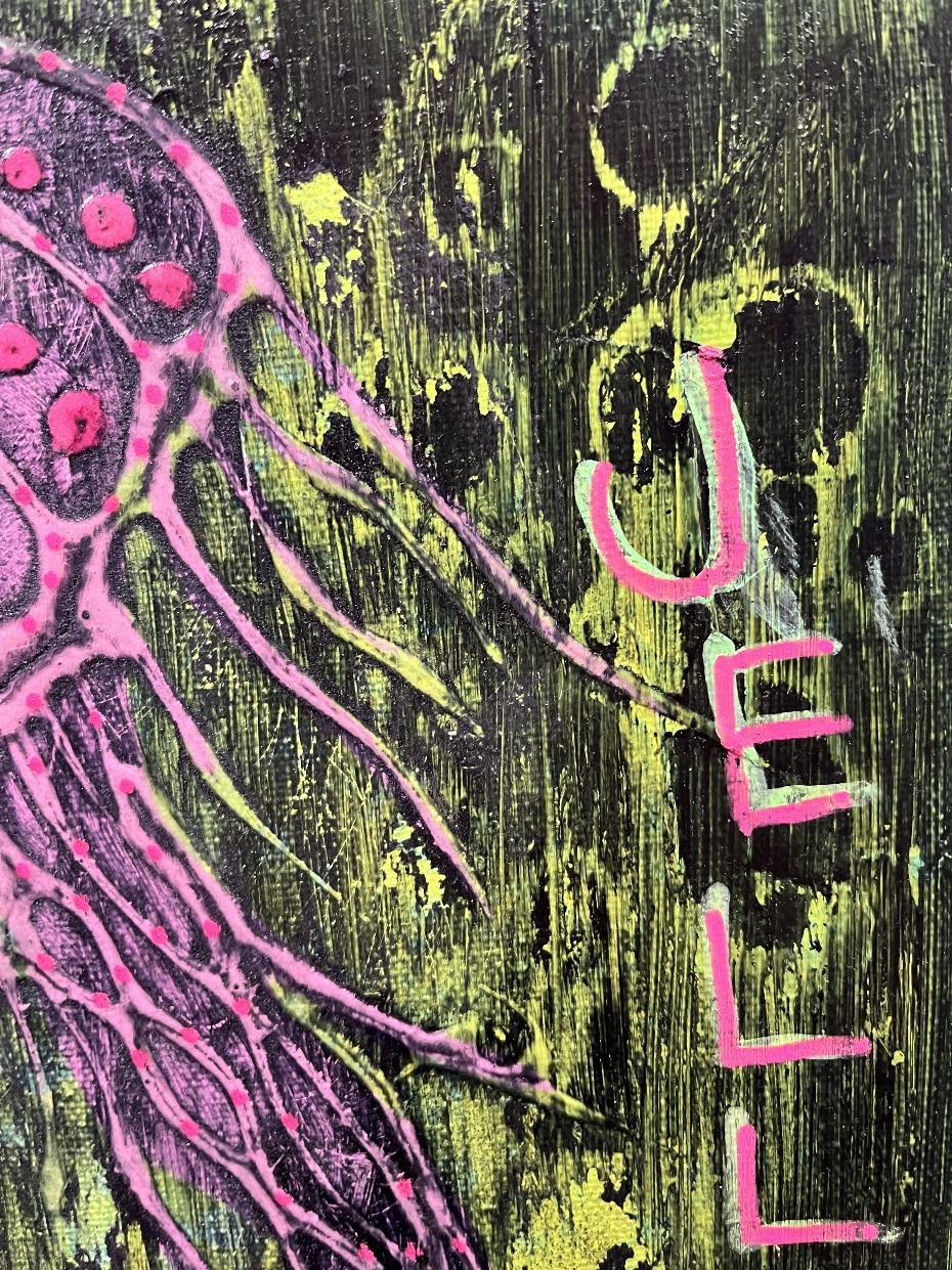 Grunge Feeling Jelly 2 By Artist Rafi Perez Original Painting Mixed Medium On Canvas 10X10 - Image 3