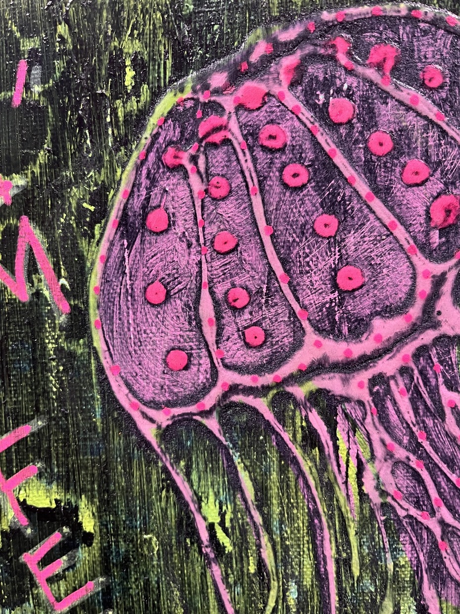 Grunge Feeling Jelly 2 By Artist Rafi Perez Original Painting Mixed Medium On Canvas 10X10 - Image 4