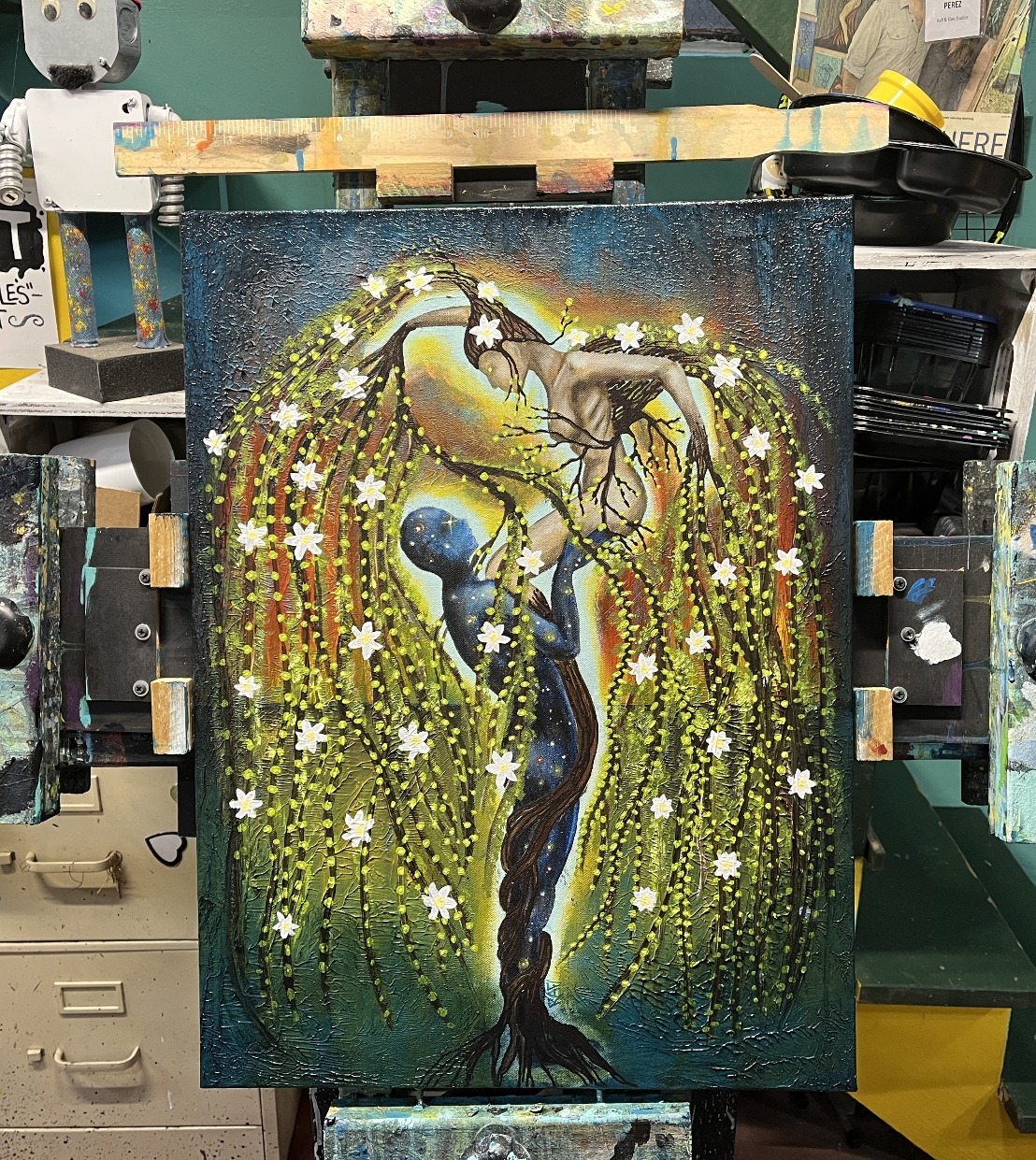 The Beginning Of Life Original Painting Mixed Medium on Canvas 18X24 By Artist Rafi Perez - Image 6