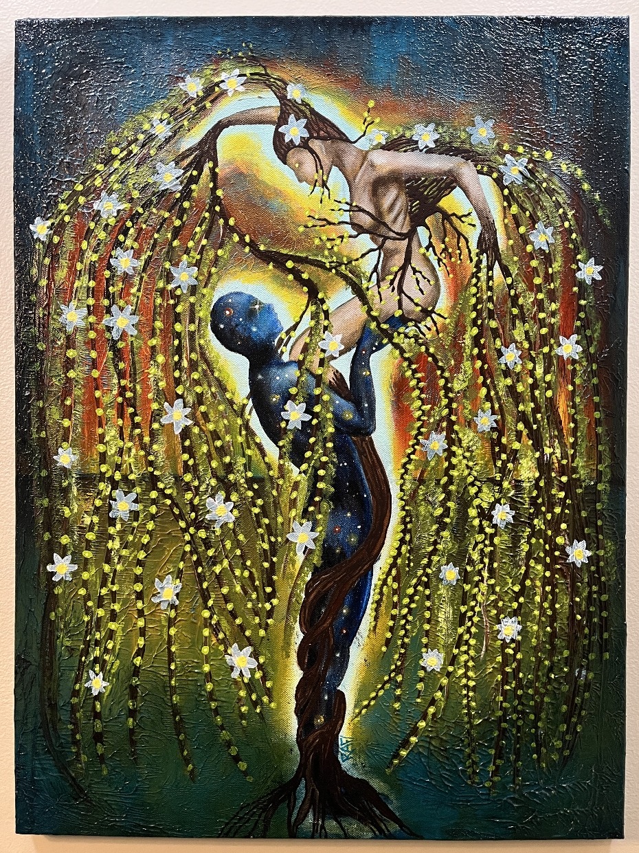 The Beginning Of Life Original Painting Mixed Medium on Canvas 18X24 By Artist Rafi Perez - Image 2