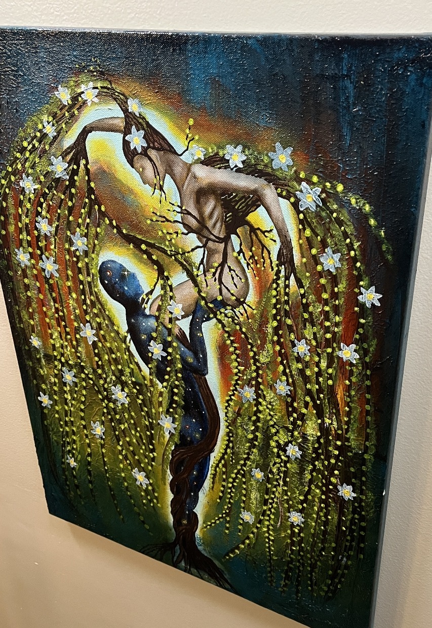 The Beginning Of Life Original Painting Mixed Medium on Canvas 18X24 By Artist Rafi Perez - Image 3