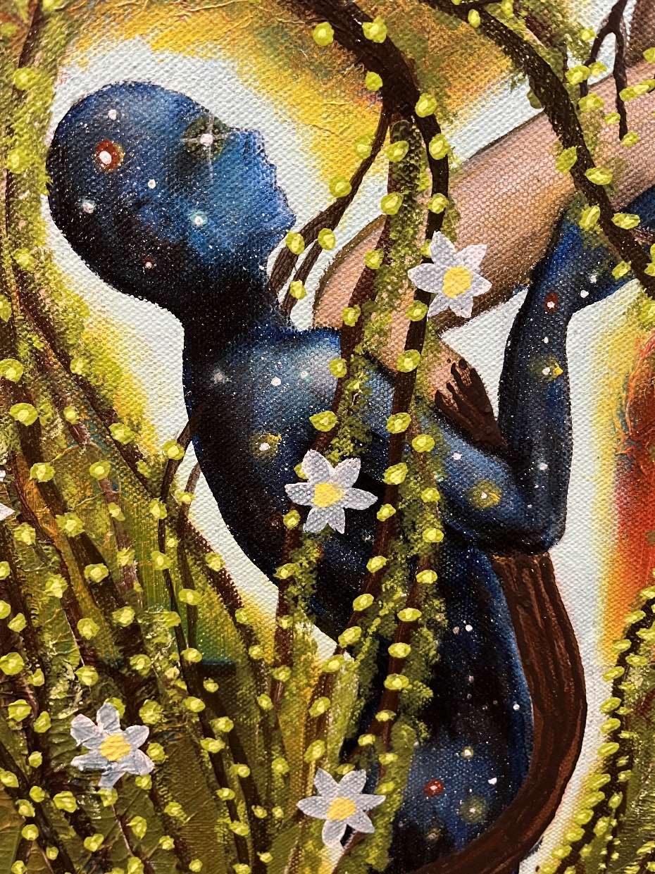 The Beginning Of Life Original Painting Mixed Medium on Canvas 18X24 By Artist Rafi Perez - Image 4