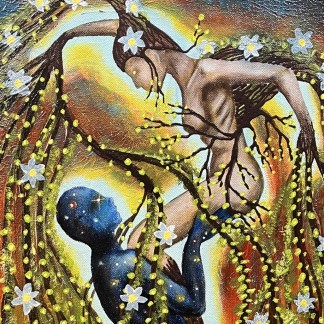 The Beginning Of Life Original Painting Mixed Medium on Canvas 18X24 By Artist Rafi Perez