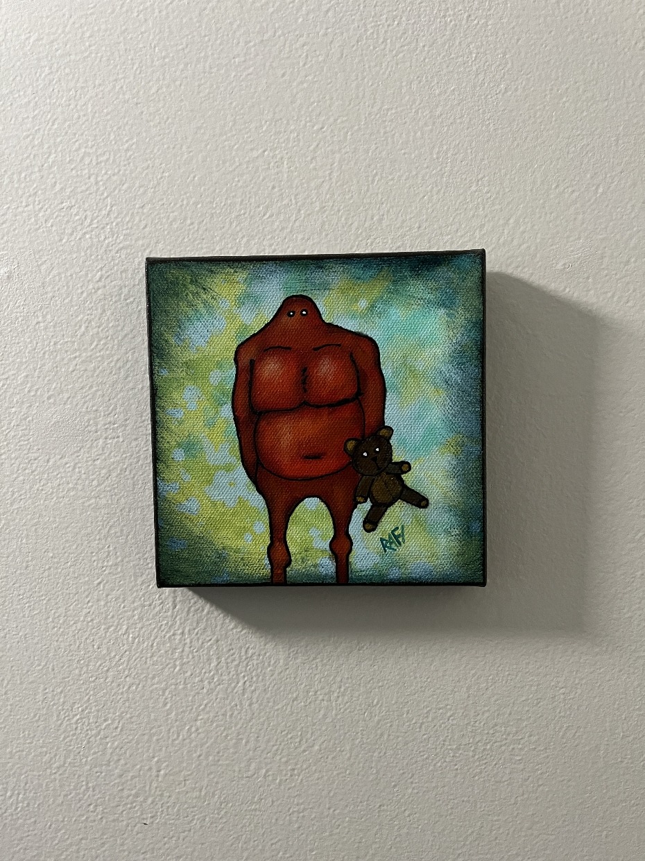 Cuddle Buddy Me And It Series By Rafi Perez Original Painting Mixed Medium on Canvas 6X6 - Image 2
