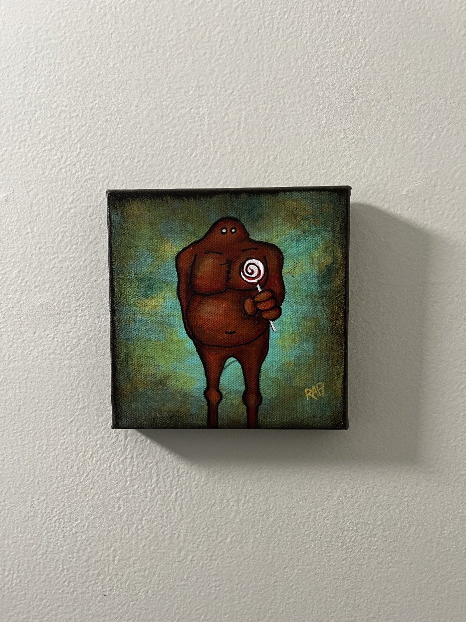 Sweet Tooth Me And It Series By Rafi Perez Original Painting Mixed Medium on Canvas 6X6 - Image 2