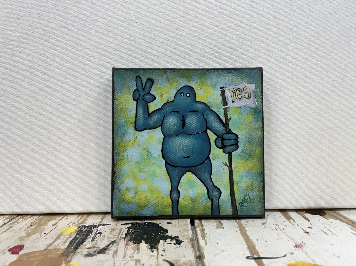 Say Yes Me And It Series By Rafi Perez Original Painting Mixed Medium on Canvas 6X6 - Image 3