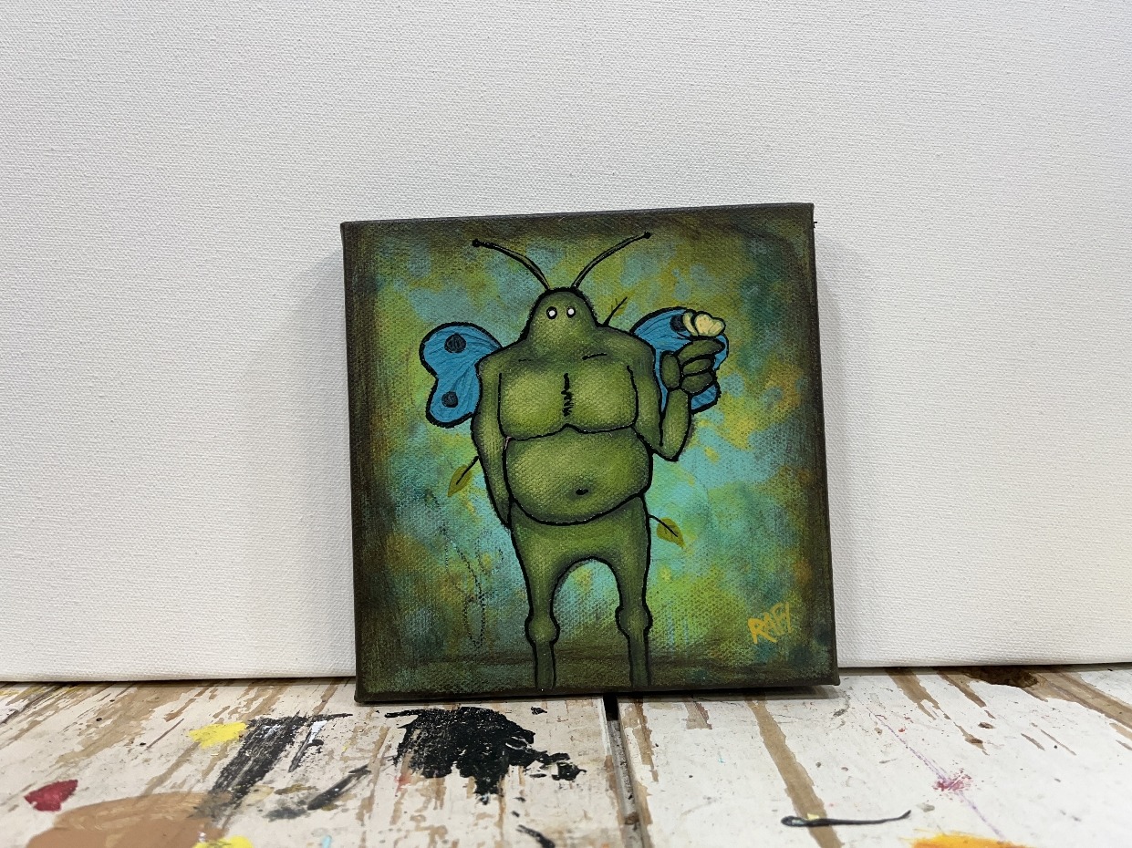 Metamorphosis Me And It Series By Rafi Perez Original Painting Mixed Medium on Canvas 6X6 - Image 3