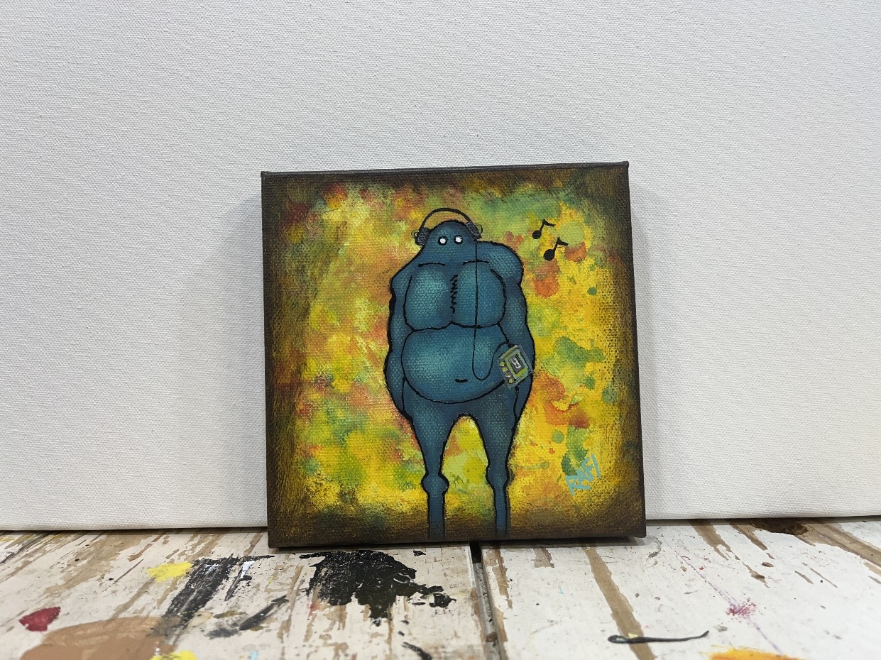 Jam On It Me And It Series By Rafi Perez Original Painting Mixed Medium on Canvas 6X6 - Image 3