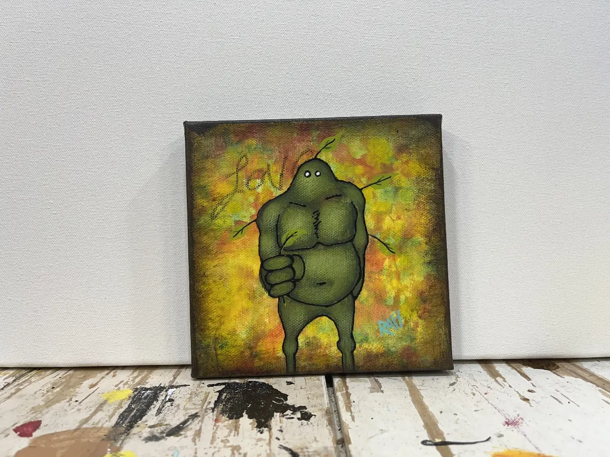 Love Nature Me And It Series By Rafi Perez Original Painting Mixed Medium on Canvas 6X6 - Image 3