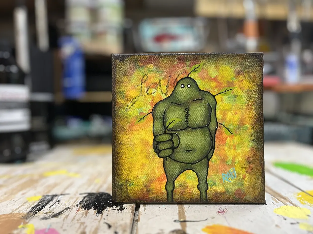 Love Nature Me And It Series By Rafi Perez Original Painting Mixed Medium on Canvas 6X6 - Image 4