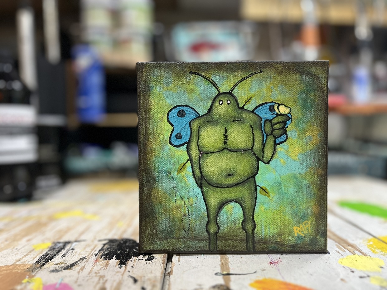 Metamorphosis Me And It Series By Rafi Perez Original Painting Mixed Medium on Canvas 6X6 - Image 4