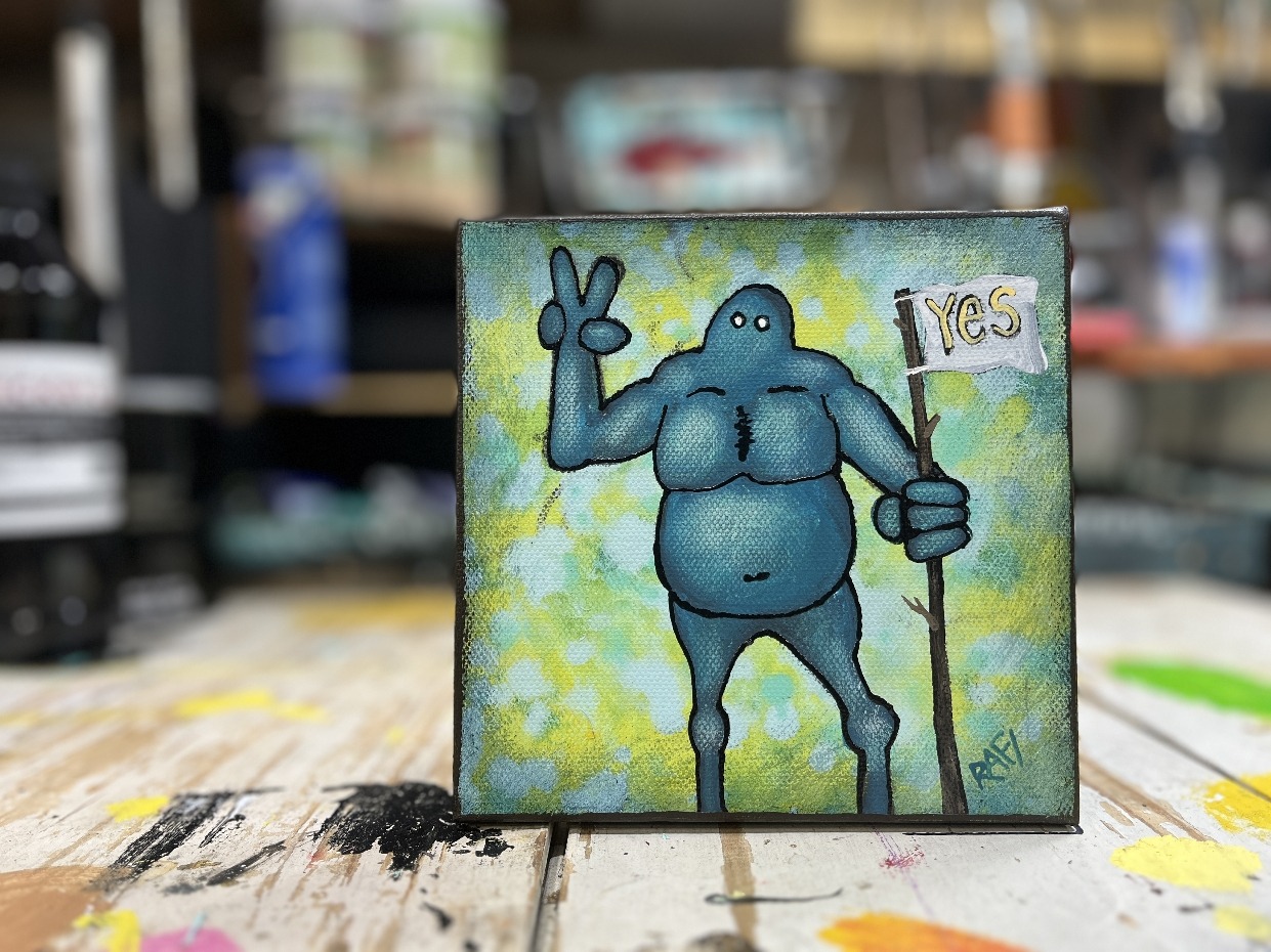 Say Yes Me And It Series By Rafi Perez Original Painting Mixed Medium on Canvas 6X6 - Image 4