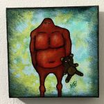 Cuddle Buddy Me And It Series By Rafi Perez Original Painting Mixed Medium on Canvas 6X6