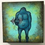 Get Pumped Me And It Series By Rafi Perez Original Painting Mixed Medium on Canvas 6X6