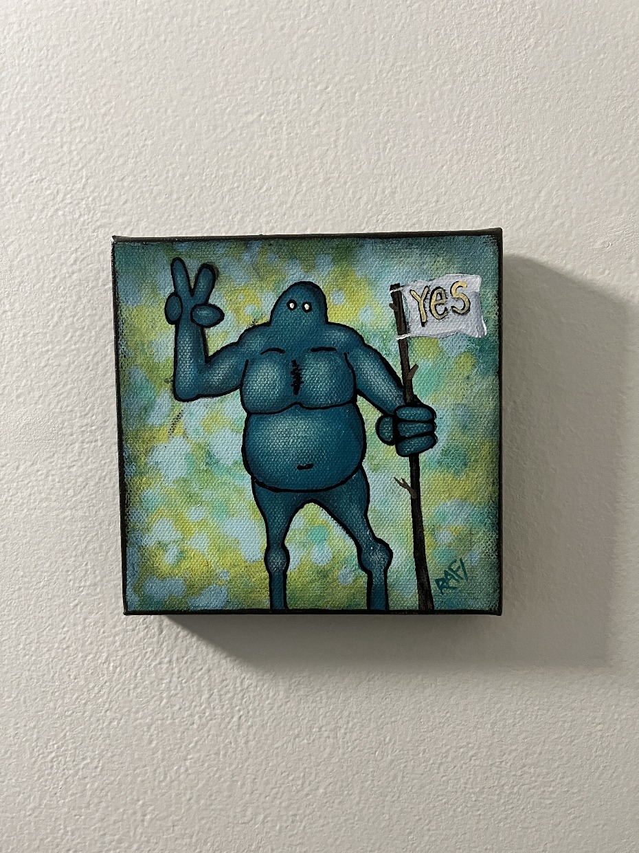 Say Yes Me And It Series By Rafi Perez Original Painting Mixed Medium on Canvas 6X6 - Image 2