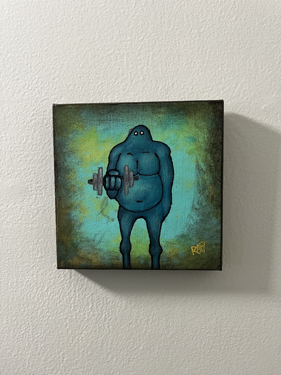 Get Pumped Me And It Series By Rafi Perez Original Painting Mixed Medium on Canvas 6X6 - Image 2