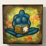 Book Worm Me And It Series By Rafi Perez Original Painting Mixed Medium on Canvas 6X6