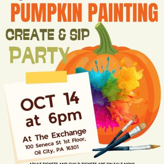 10-14-26 OCTOBER Pumpkin Painting Create & Sip Party with Rafi and Klee – Art Night At The Exchange