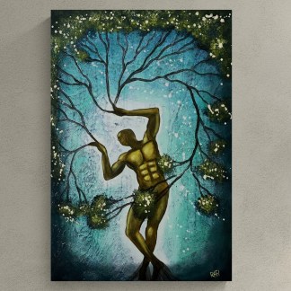 Rooted In Dance (man) Original Painting Mixed Medium on Canvas 24X36 By Artist Rafi Perez