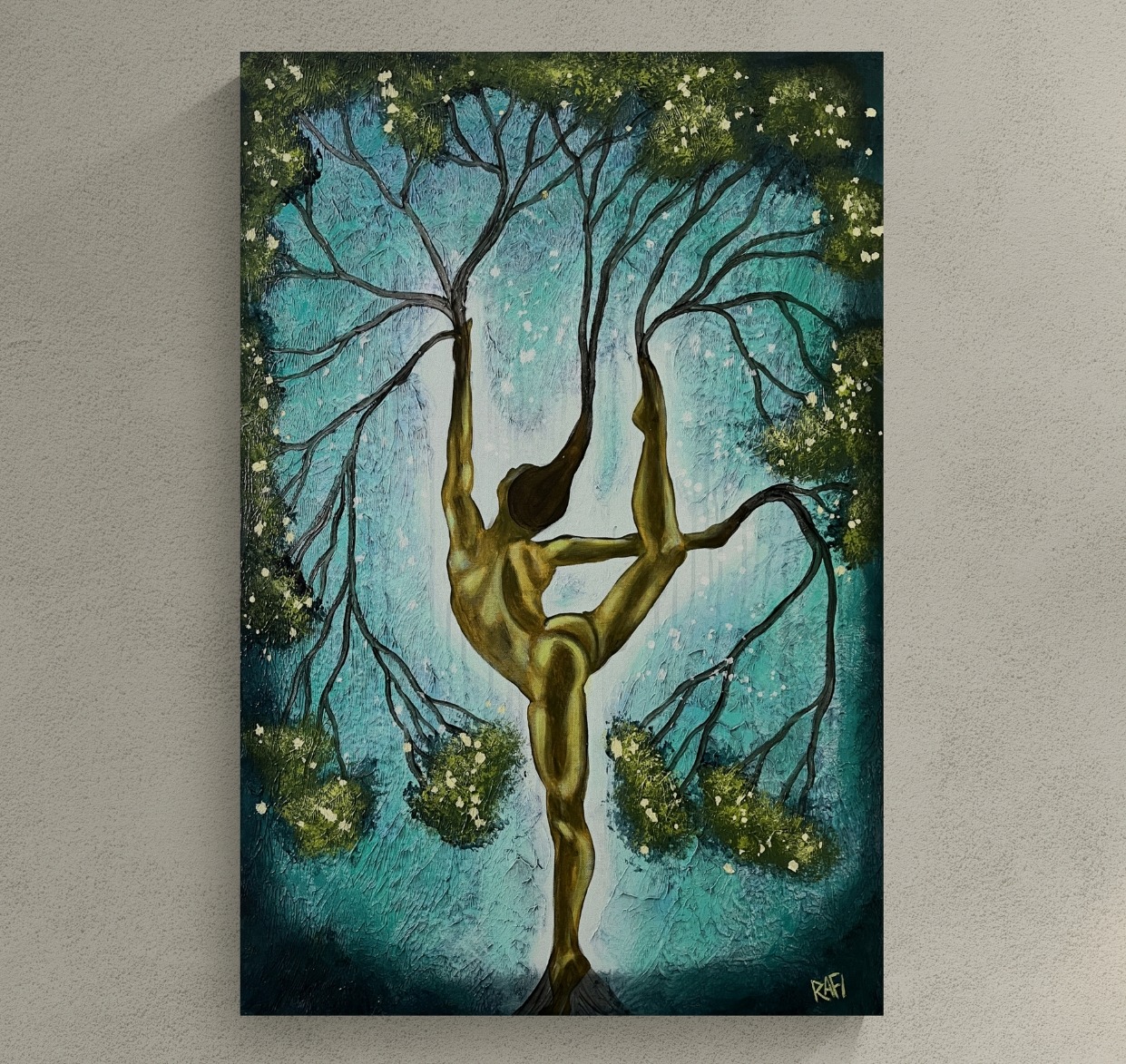 Rooted In Dance (woman) Original Painting Mixed Medium on Canvas 24X36 By Artist Rafi Perez