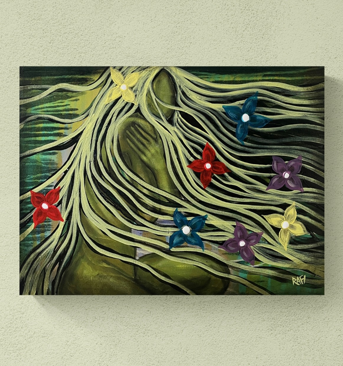 Spring Dreams Original Painting Mixed Medium on Canvas 18X24 By Artist Rafi Perez