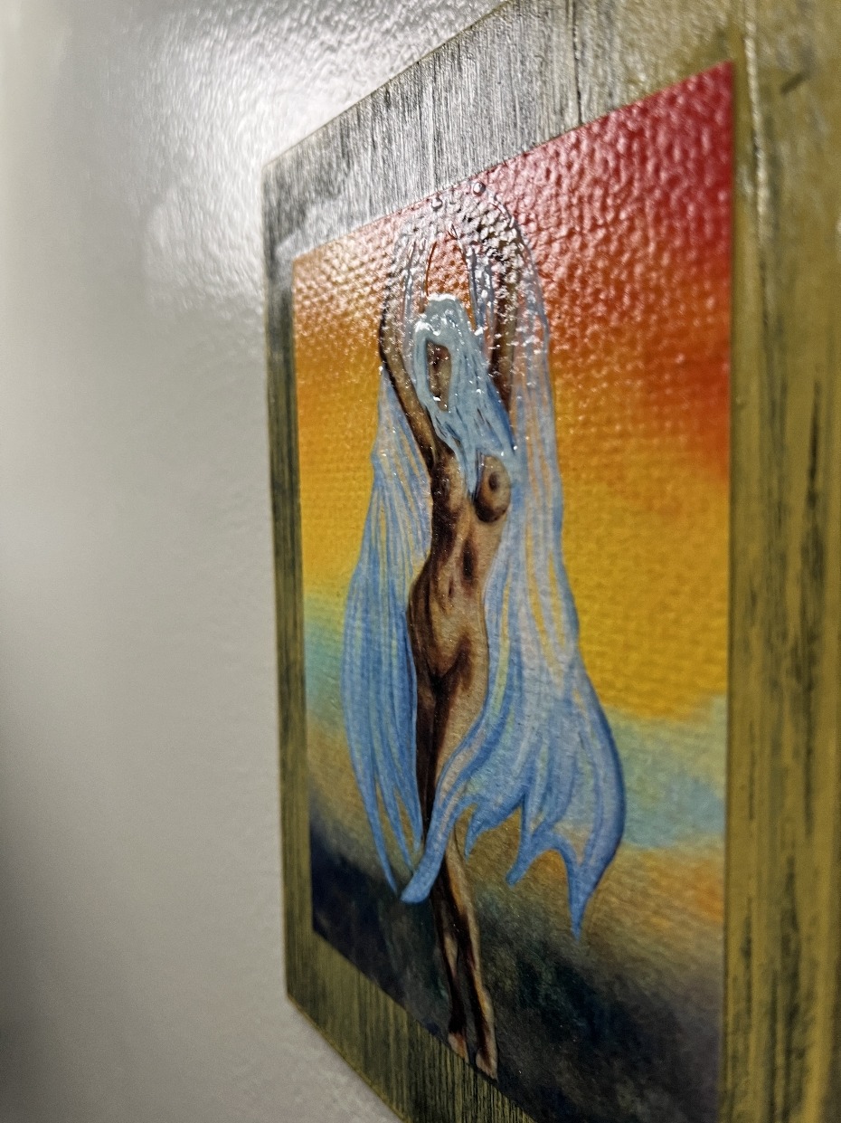 Dancer 1 Textured Print STUDY AND EXPERIMENT By Artist Rafi Perez On Wood 5X7 - Image 3