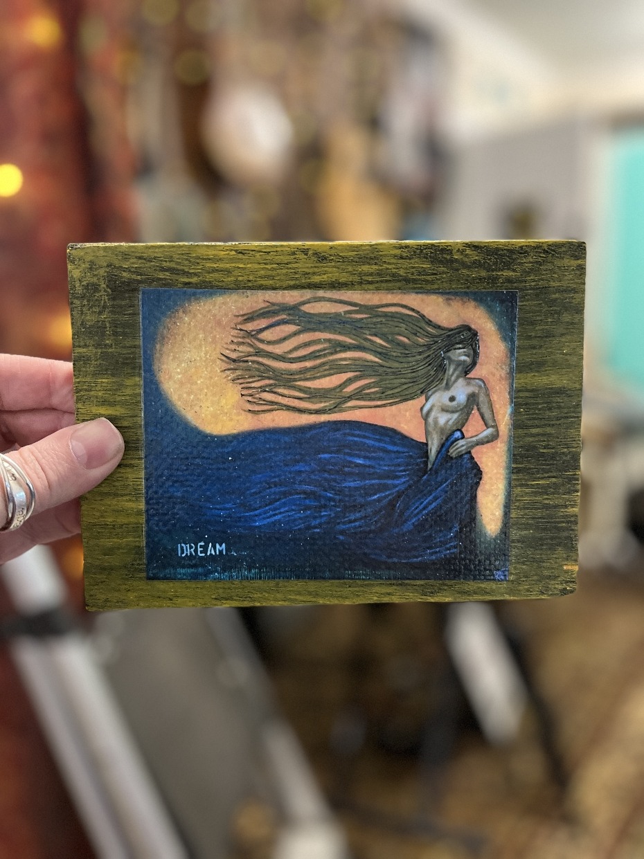 Dream Textured Print STUDY AND EXPERIMENT By Artist Rafi Perez On Wood 5X7 - Image 4