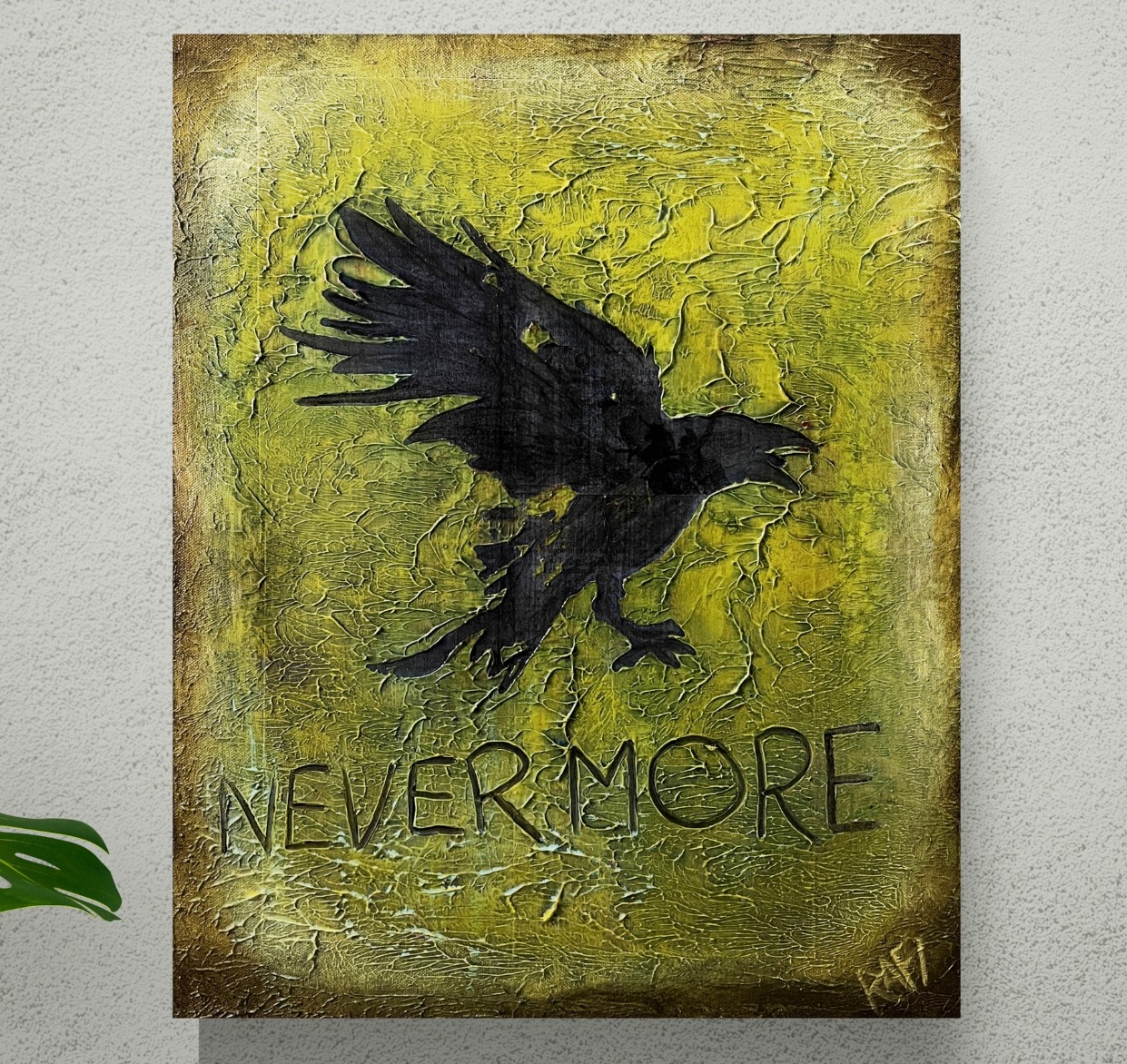 The Raven (Nevermore 1) By Rafi Perez Original Painting Mixed Medium on Canvas 16X20