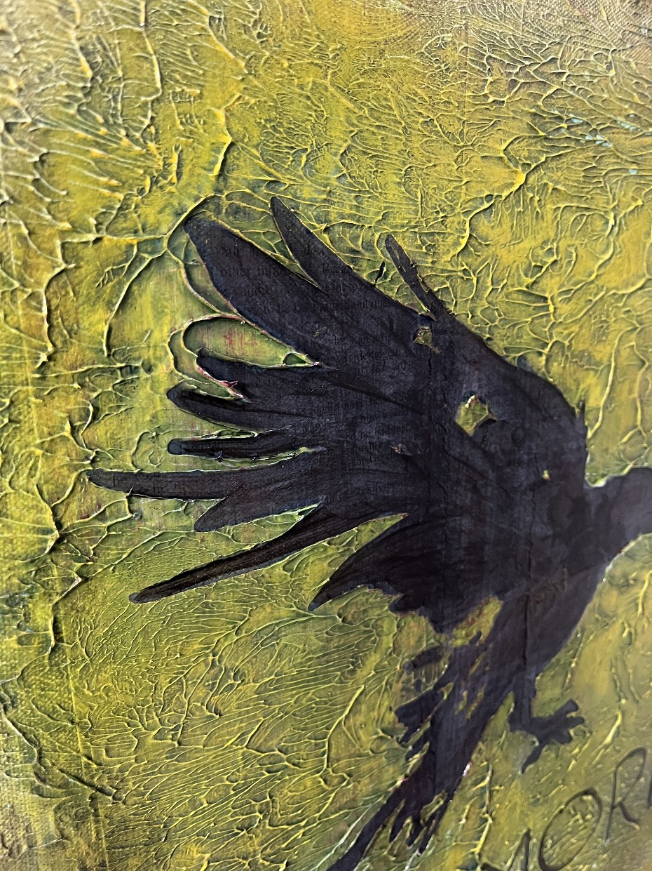 The Raven (Nevermore 1) By Rafi Perez Original Painting Mixed Medium on Canvas 16X20 - Image 6