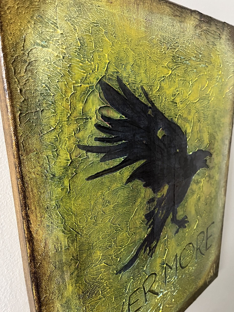 The Raven (Nevermore 1) By Rafi Perez Original Painting Mixed Medium on Canvas 16X20 - Image 7