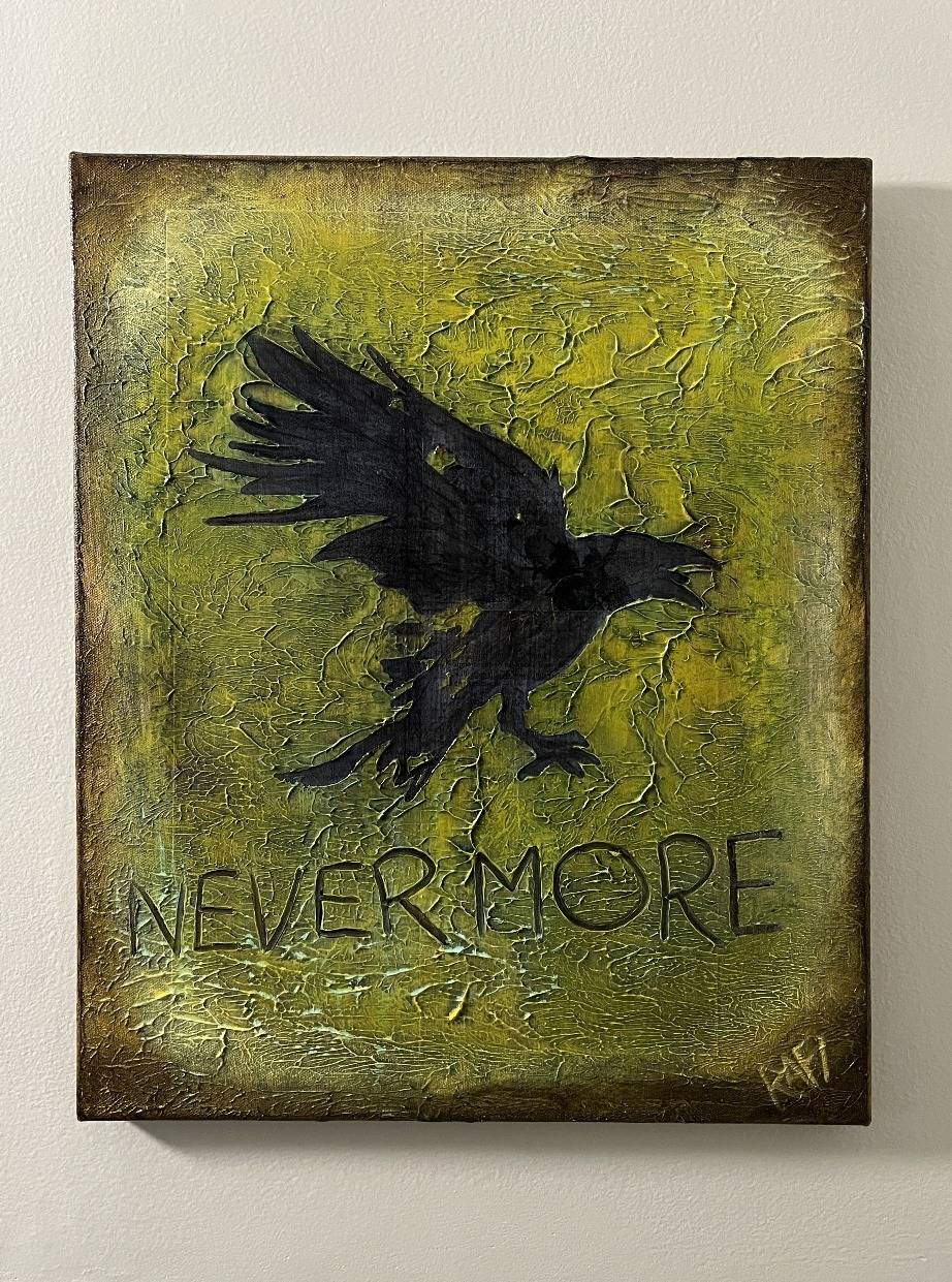 The Raven (Nevermore 1) By Rafi Perez Original Painting Mixed Medium on Canvas 16X20 - Image 8