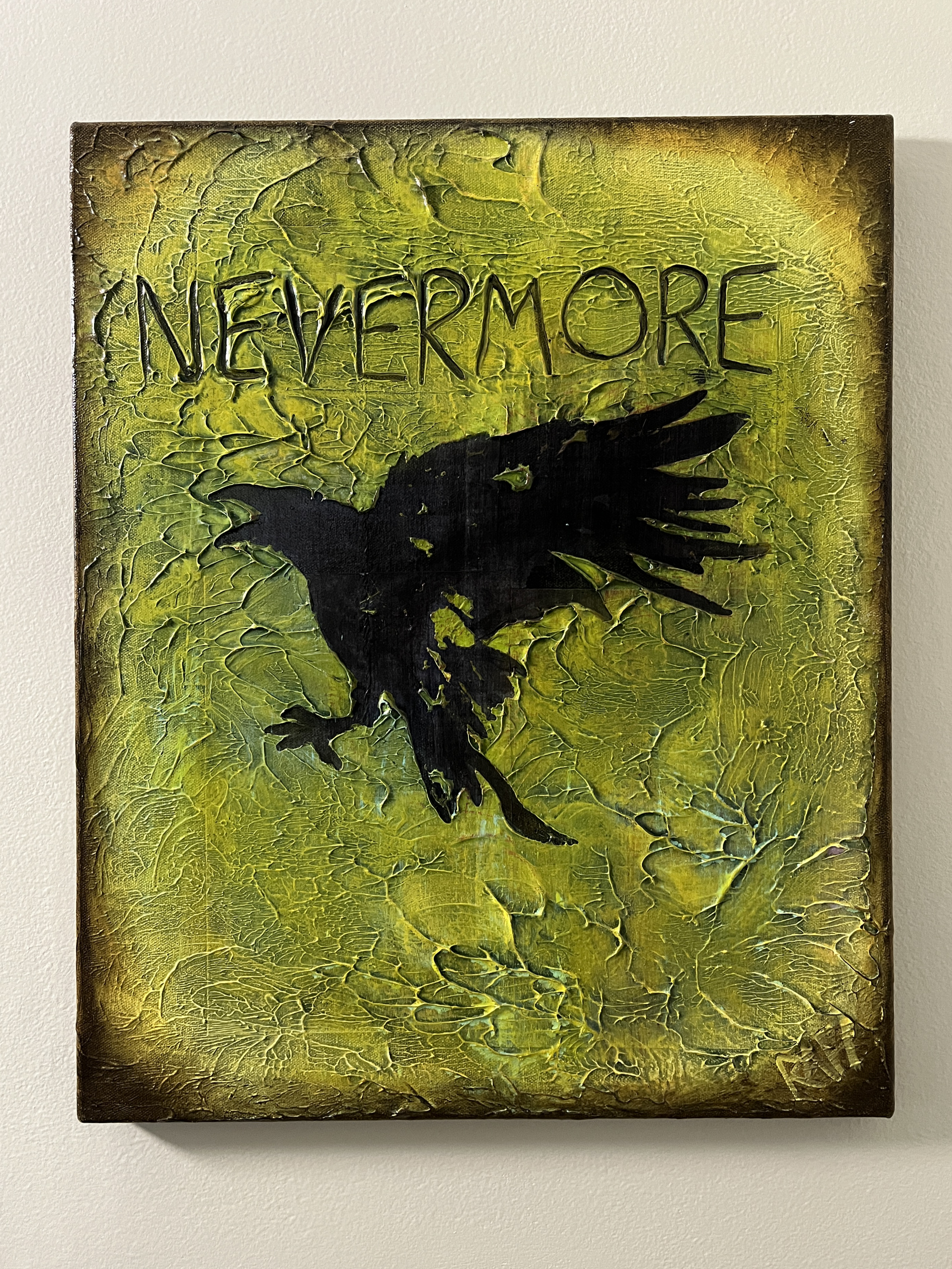 The Raven (Nevermore 2) By Rafi Perez Original Painting Mixed Medium on Canvas 16X20 - Image 4