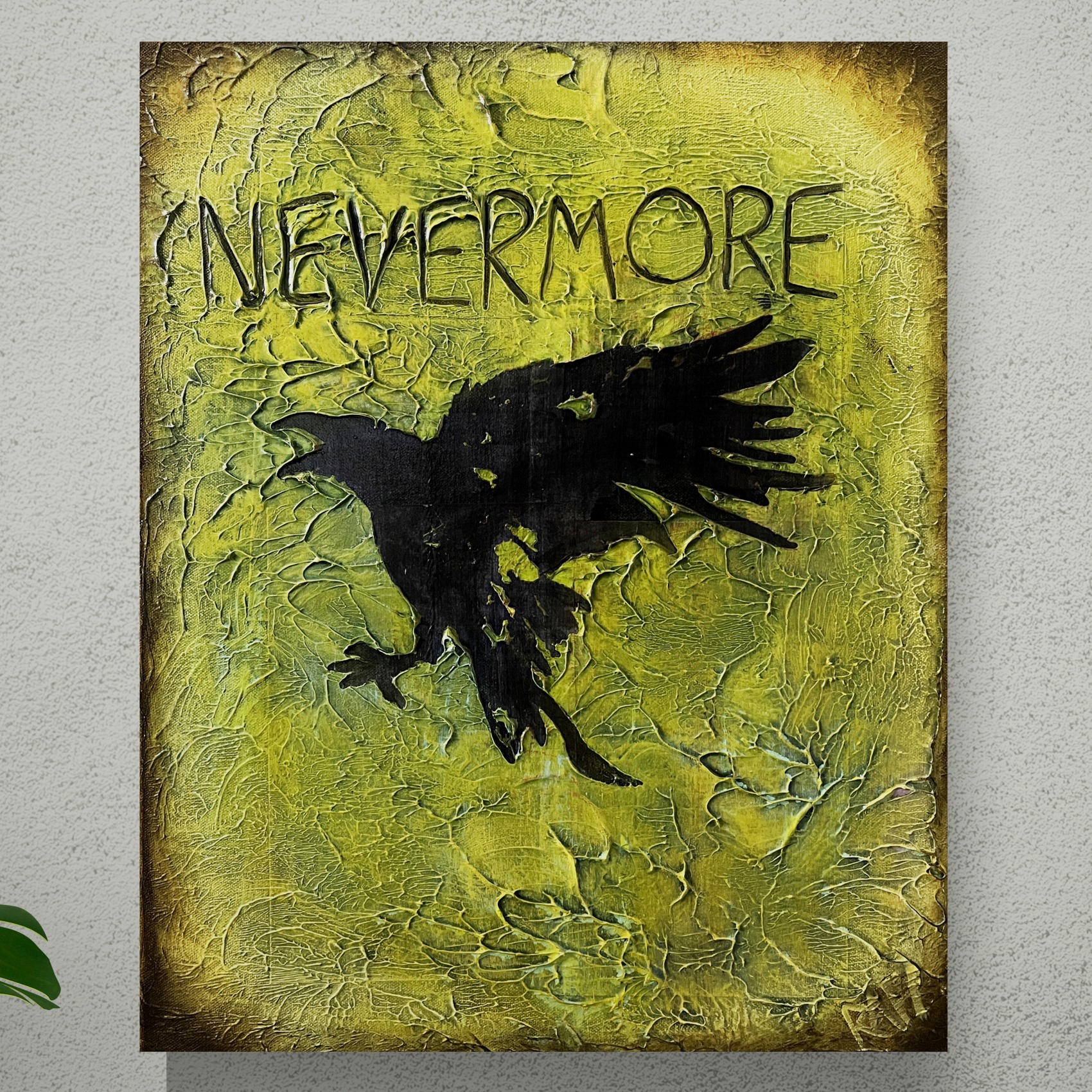The Raven (Nevermore 2) By Rafi Perez Original Painting Mixed Medium on Canvas 16X20