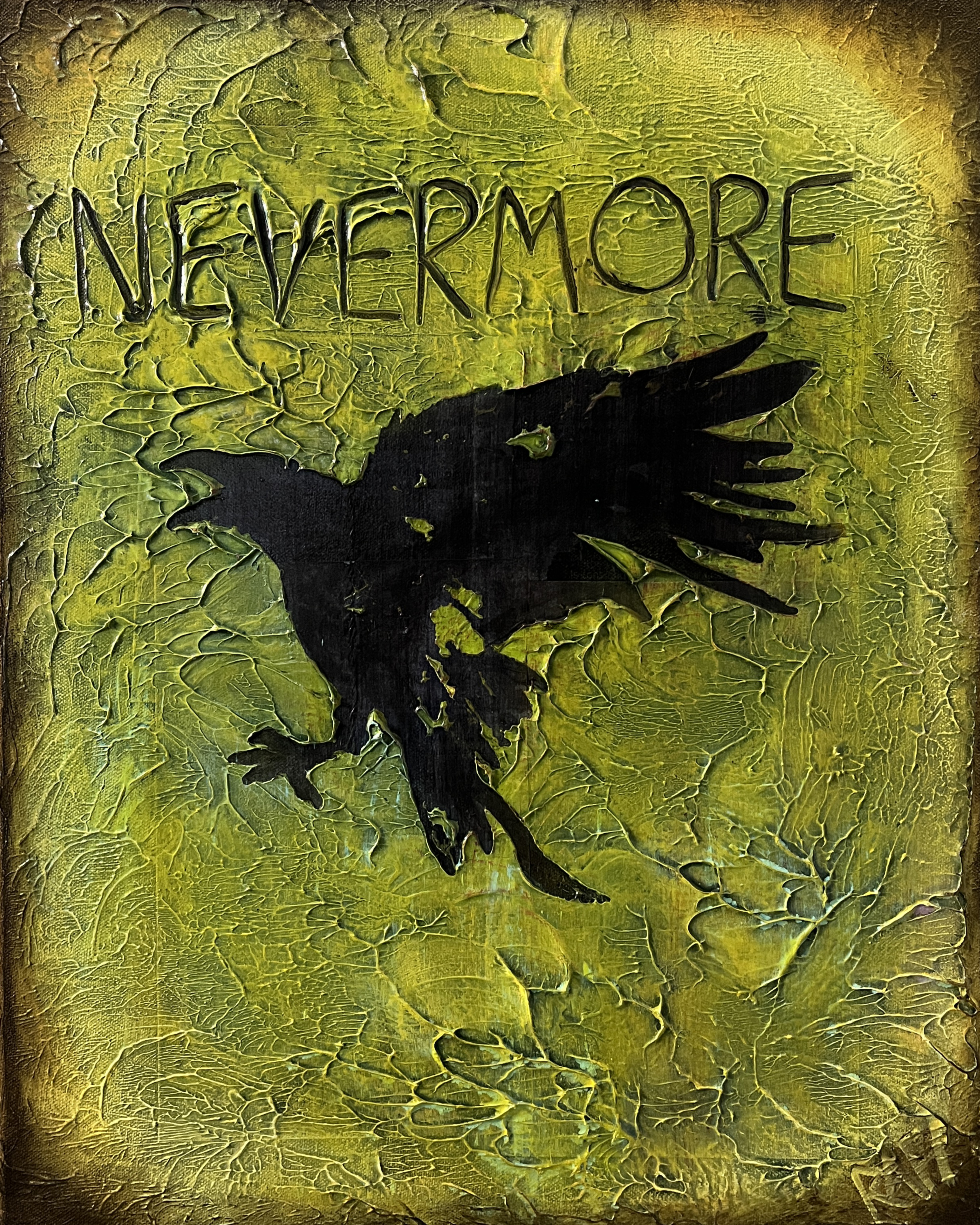 The Raven (Nevermore 2) By Rafi Perez Original Painting Mixed Medium on Canvas 16X20 - Image 3