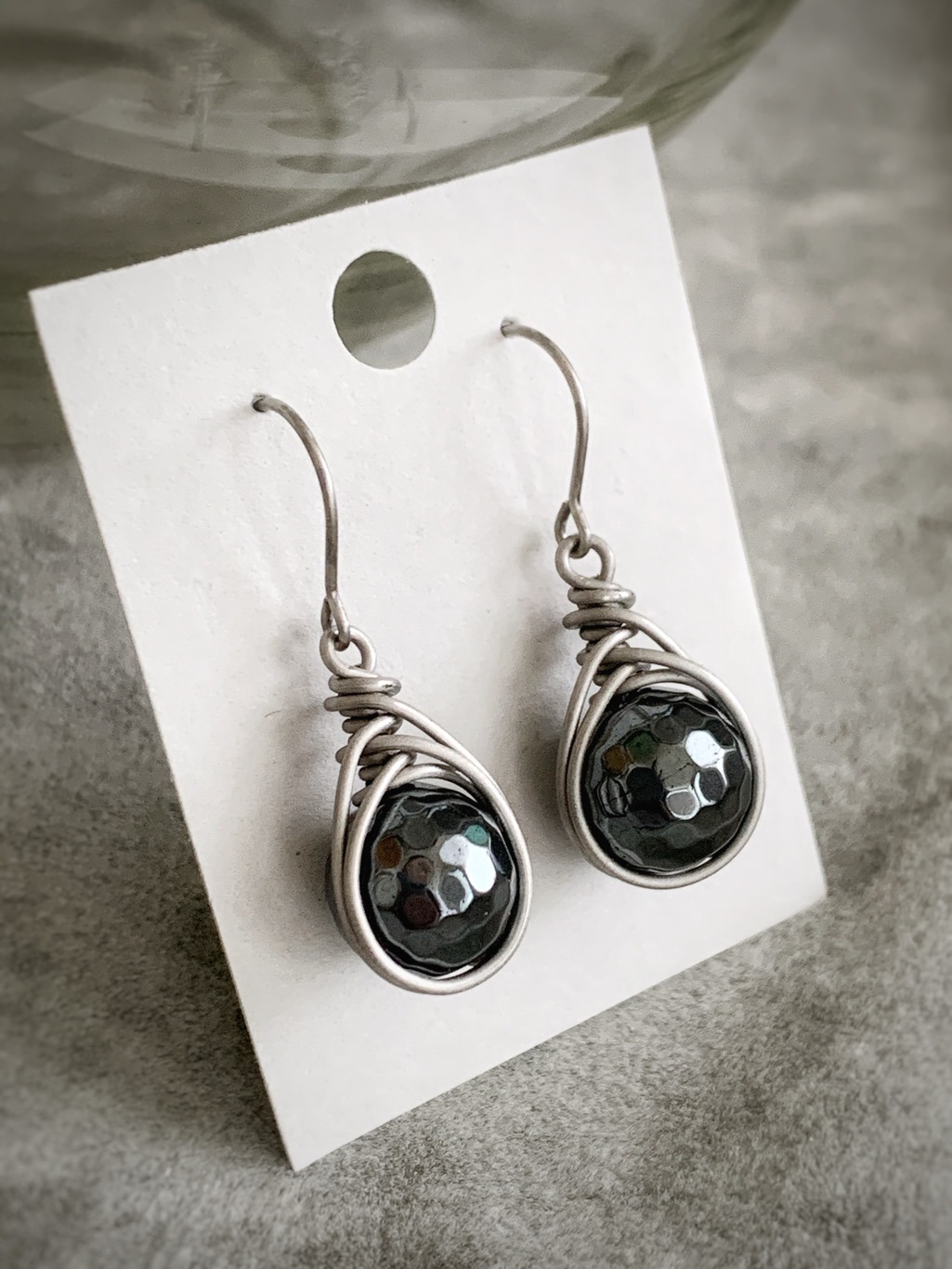 Holiday Sparkle Earrings / Titanium and Faceted Hematite / Hypoallergenic Dangle Earrings