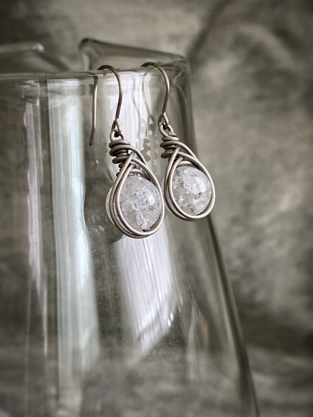 Holiday Sparkle Earrings / Titanium and Quartz Crystal / Hypoallergenic Dangle Earrings - Image 2